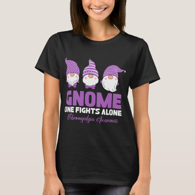 One Fights Alone Fibromyalgia Awareness Fibro Warr T-Shirt (Front)