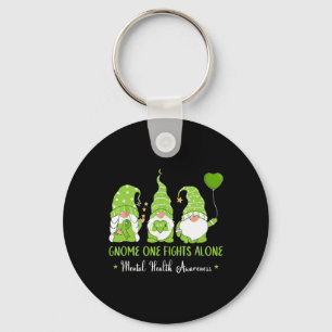 One Fights Alone Green Ribbon Mental Health Awaren Keychain