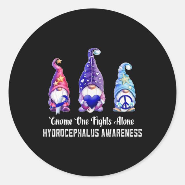 One Fights Alone Hydrocephalus Awareness 1  Classic Round Sticker (Front)