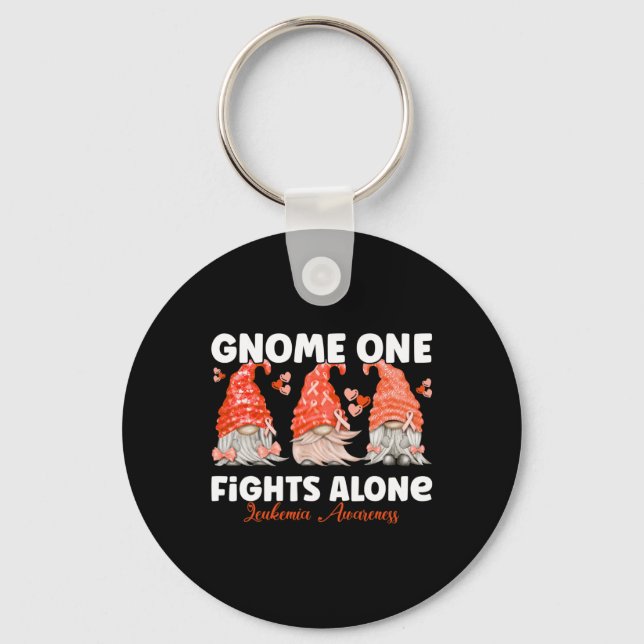 One Fights Alone Orange Leukaemia Awareness 1  Keychain (Front)