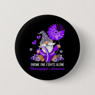 One Fights Alone Ribbon Fibromyalgia Awareness 2 Inch Round Button