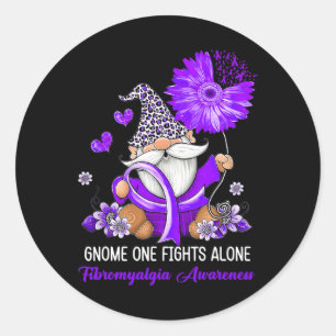 One Fights Alone Ribbon Fibromyalgia Awareness Classic Round Sticker