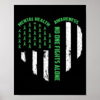 One Fights Usa Flag Heart Alone Mental Health Awar