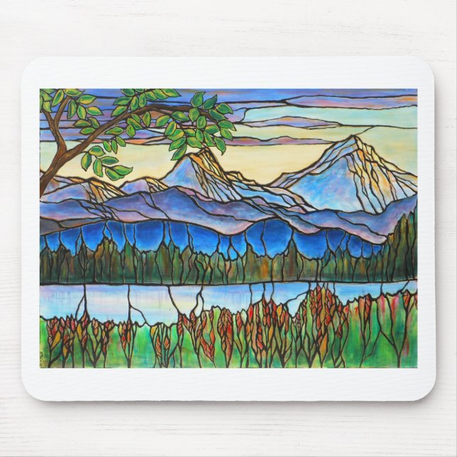 "One Fine Day" Stained Glass Landscape Art! Mouse Pad (Front)