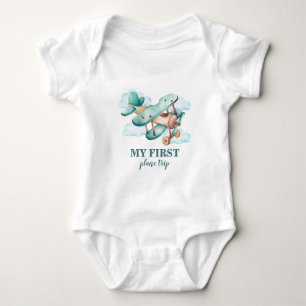 One First Birthday Party Vintage Airplane    Baby Bodysuit