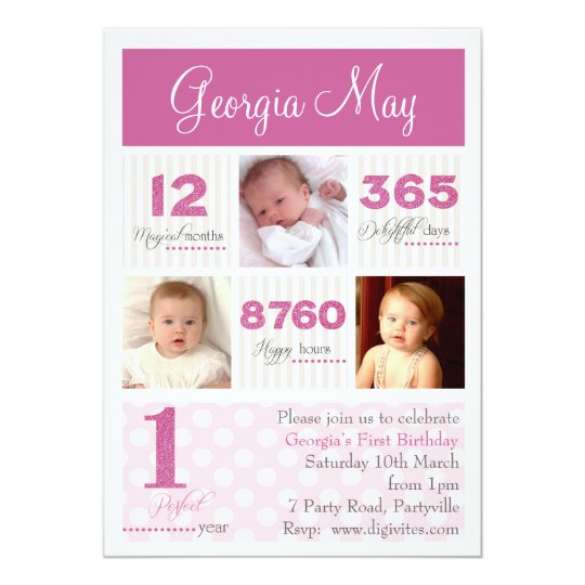 One First Year Baby Girl First Birthday Card Zazzle Ca