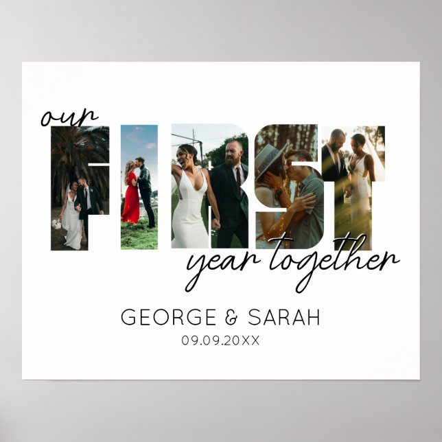 One first Year Together Wedding Anniversary photo Poster (Front)