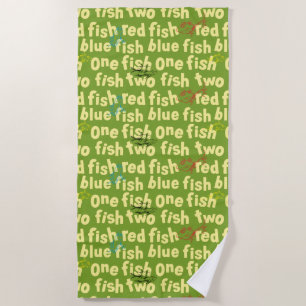 One Fish Two Fish Typography Pattern Beach Towel