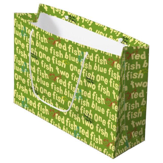 One Fish Two Fish Typography Pattern Large Gift Bag (Front Angled)