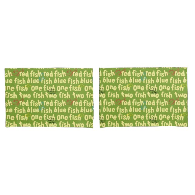 One Fish Two Fish Typography Pattern Pillowcase (Front-Set)