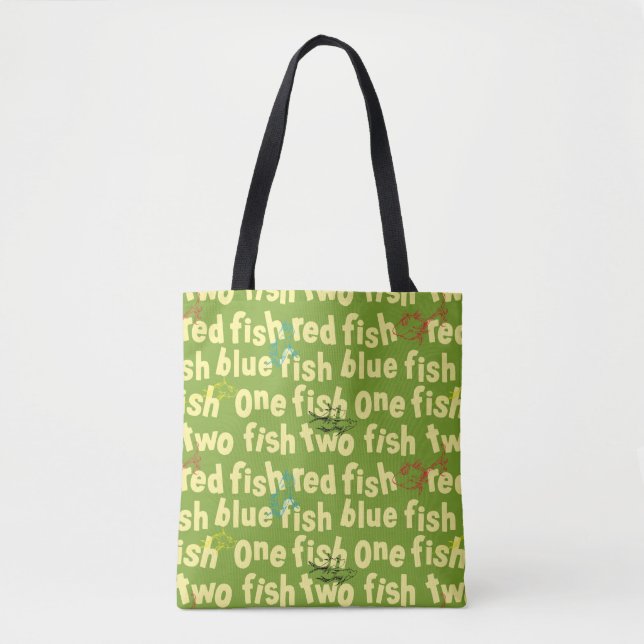 One Fish Two Fish Typography Pattern Tote Bag (Front)