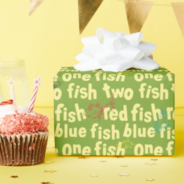 One Fish Two Fish Typography Pattern Wrapping Paper (Birthday Party)