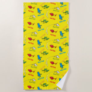 One Fish Two Fish Yellow Pattern Beach Towel