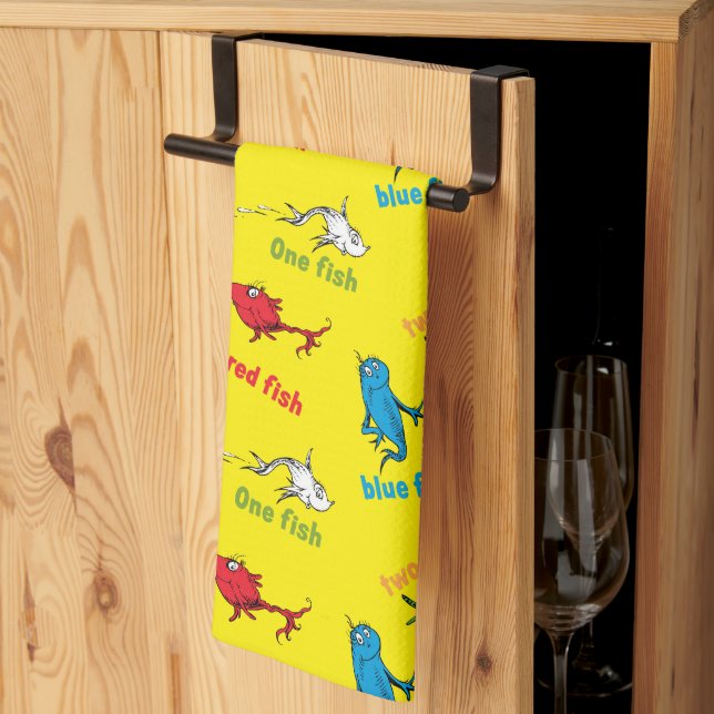 One Fish Two Fish Yellow Pattern Kitchen Towel (Thirds Fold)