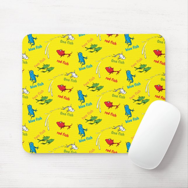 One Fish Two Fish Yellow Pattern Mouse Pad (With Mouse)