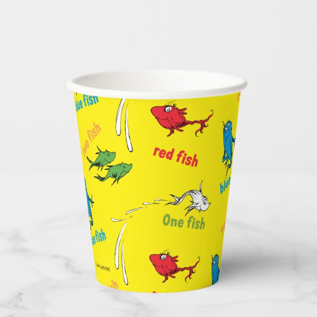 One Fish Two Fish Yellow Pattern Paper Cups (Front)