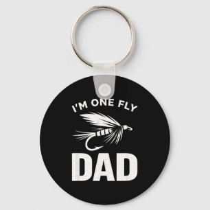 One fly dad funny proud angler fathers day keychain