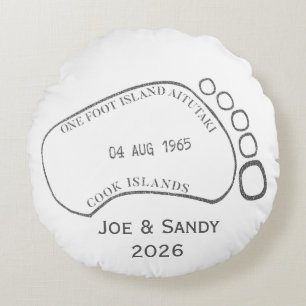 One Foot Island Aitutaki - Personal Cook Islands Round Pillow