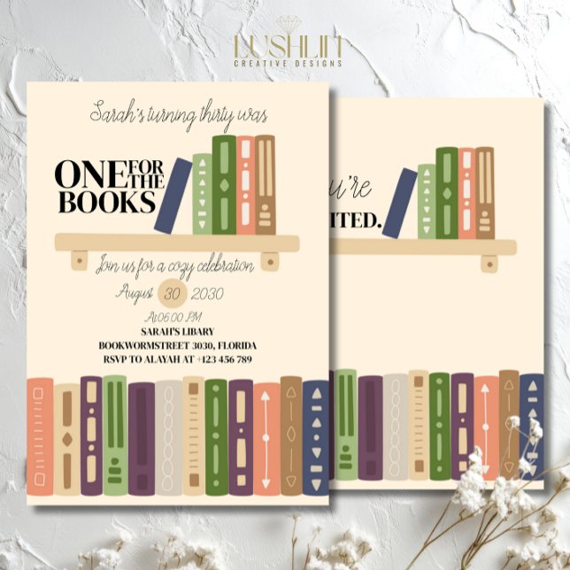 One for the Books Book Lover’s Thirtieth Birthday Invitation (Creator Uploaded)