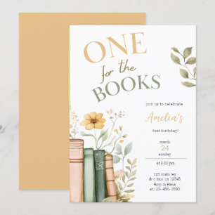 One For The Books First Birthday Invitation