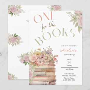 One For The Books First Birthday Invitation