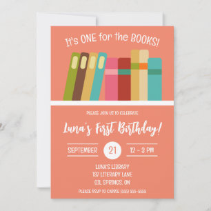 One for the Books! Kids' First Birthday Party  Invitation