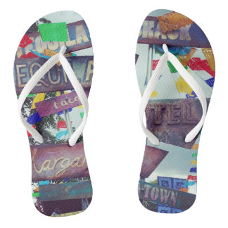 One For The Road Adult, White Straps Flip Flops