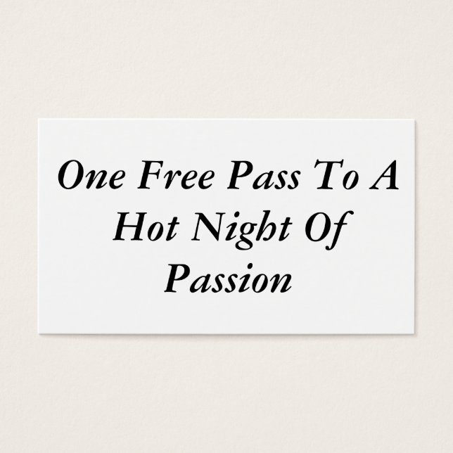 One Free Pass To A Hot Night Of Passion (Front)