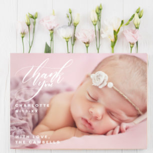 One Full Custom Photo Baby Shower Thank You Postcard