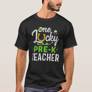 One Funny Lucky Pre-K Teacher Shamrock St. Patrick T-Shirt