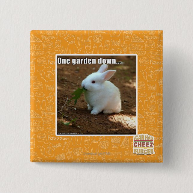 One Garden Down� 2 Inch Square Button (Front)