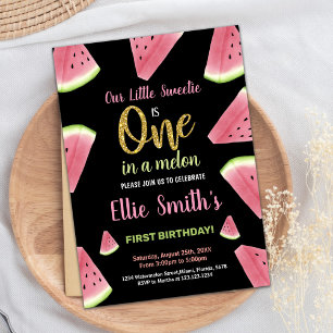 One Giltter Slices Watermelon Invitations d'annive