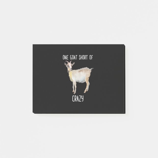 One Goat Short Of Crazy Funny Goat Post-it Notes (Front)