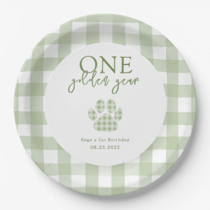One Golden Year Golden Retriever Birthday Party Paper Plate