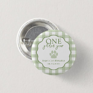 One Golden Year Paw Print First Birthday Party 1 Inch Round Button