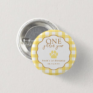 One Golden Year Paw Print First Birthday Party 1 Inch Round Button