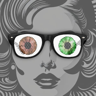One Green Eye and One Brown Eye! Retro Sunglasses
