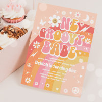 One Groovy Babe Peace Love Party Rainbow Birthday 