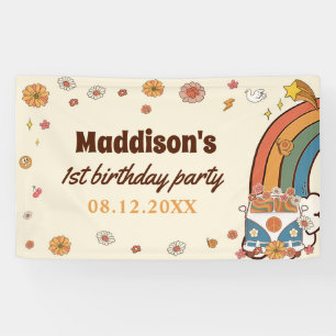 One Groovy Babe Retro Rainbow 1st Birthday Banner