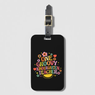 One groovy kindergarten teacher luggage tag