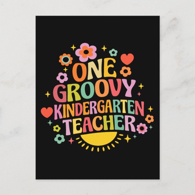 One groovy kindergarten teacher postcard (Front)