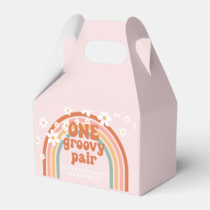 One Groovy Pair daisy rainbow 1st birthday Favour Favor Box