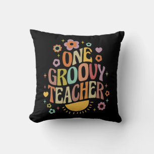 One groovy teacher throw pillow