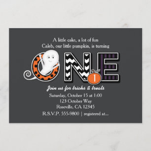 ONE Halloween Fall 1st Birthday Party Invitation