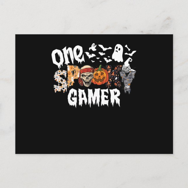 One Halloween Spooky Gamer Leopard Groovy Holiday Postcard (Front)