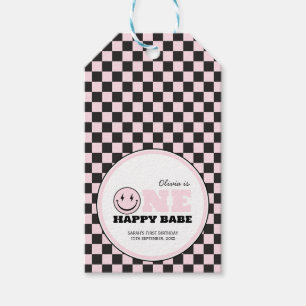 One Happy Babe Girls Pink 1st Birthday Gift Tags