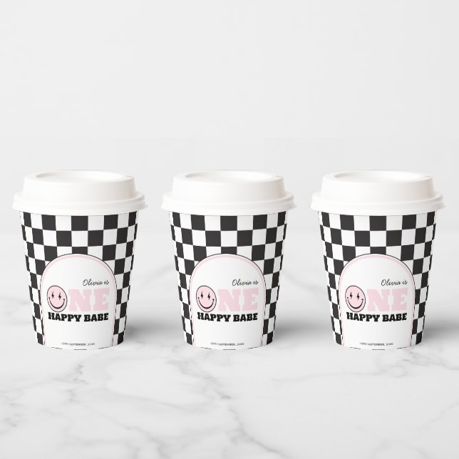 One Happy Babe Happy Face 1st Birthday Paper Cups (Multi)