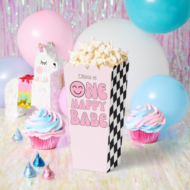 One Happy Babe Happy Face Pink  Favor Box (Party)