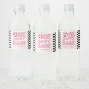One Happy Babe Happy Face Pink Water Bottle Label