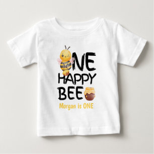 One Happy Bee Honey Yellow Bee Girls 1st Birthday Baby T-Shirt